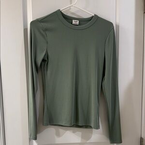 Abercrombie Long Sleeve Powdered Rib Tee Green